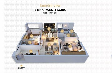 Floor Plan in 3 BHK Apartment at Narsingi – for Sale