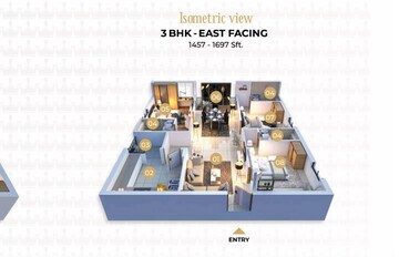 Floor Plan in 3 BHK Apartment at Narsingi – for Sale