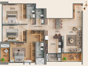 Floor Plan in 3 BHK Apartment at Majestique Krutarth, Bibwewadi – for Sale