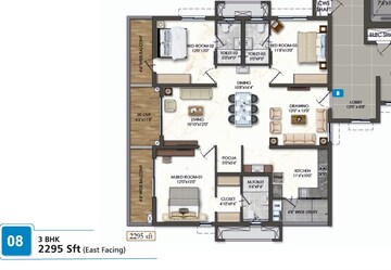 Floor Plan in 3 BHK Apartment at Rajapushpa Sierra, Tellapur – for Sale