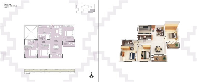 Floor Plan, devidanga 3 Bedroom 1477 Sq.Ft. Apartment In Devidanga Siliguri 9668704