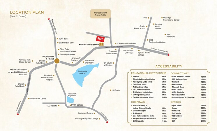 Map Location, bachupally 2 Bedroom 1160 Sq.Ft. Apartment In Bachupally Hyderabad 9671230