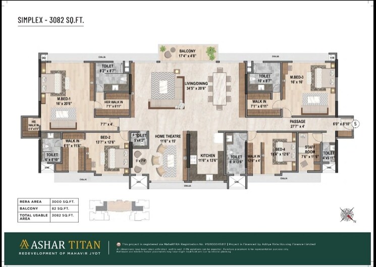 Floor Plan, ashar-titan 5 Bedroom 3082 Sq.Ft. Apartment In Ghatkopar East Mumbai 9671510