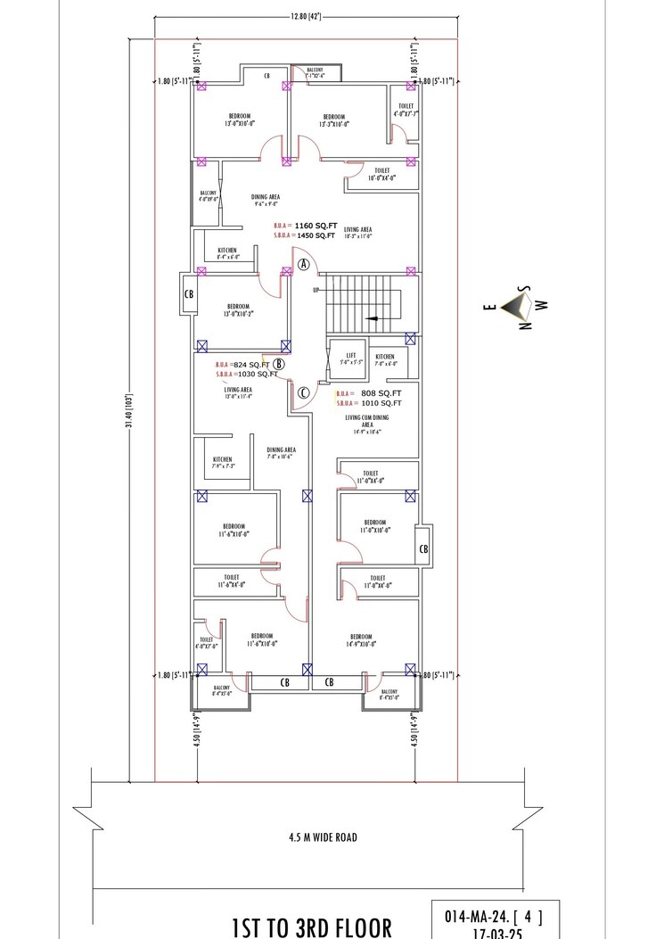 Floor Plan, ahom gaon 3 Bedroom 1450 Sq.Ft. Apartment In Ahom Gaon Guwahati 9672057