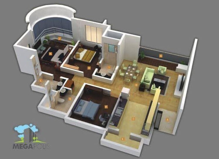 Floor Plan, kumar-megapolis-mystic 3 Bedroom 1310 Sq.Ft. Apartment In Hinjewadi Pune 9674483