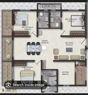 Floor Plan in 3 BHK Apartment at Lansum El Dorado, Narsingi – for Sale