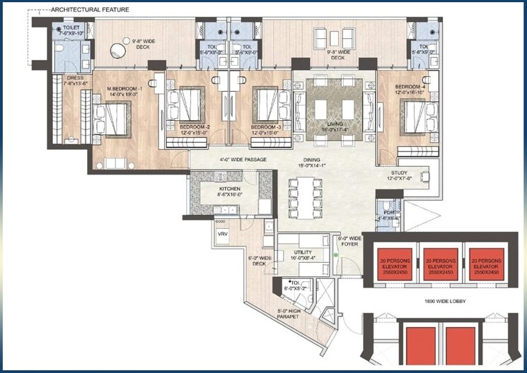 Floor Plan, dlf-the-arbour 4 Bedroom 3900 Sq.Ft. Apartment In Sector 63 Gurgaon 9676468