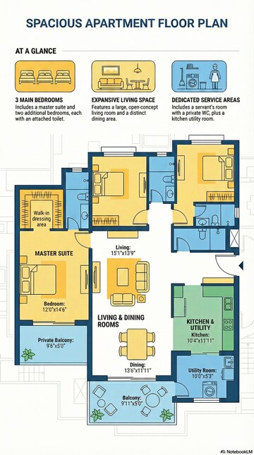 Floor Plan in 3 BHK Apartment at Prestige Sunnyside Oak, Bhoganhalli – for Sale