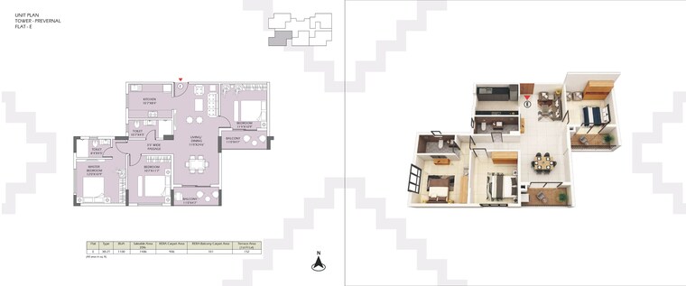 Floor Plan, devidanga 3 Bedroom 1477 Sq.Ft. Apartment In Devidanga Siliguri 9678690