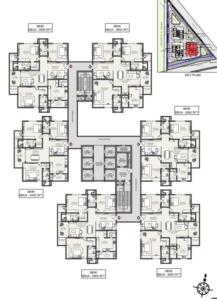 Floor Plan, kollur 3 Bedroom 2850 Sq.Ft. Apartment In Kollur Hyderabad 9678917