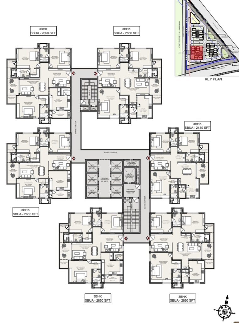 Floor Plan, kollur 3 Bedroom 2850 Sq.Ft. Apartment In Kollur Hyderabad 9678917