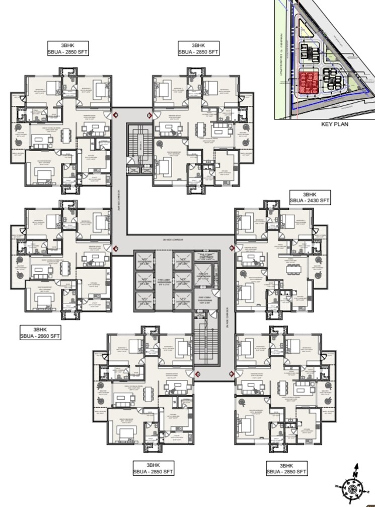 Floor Plan, kollur 3 Bedroom 2430 Sq.Ft. Apartment In Kollur Hyderabad 9678937