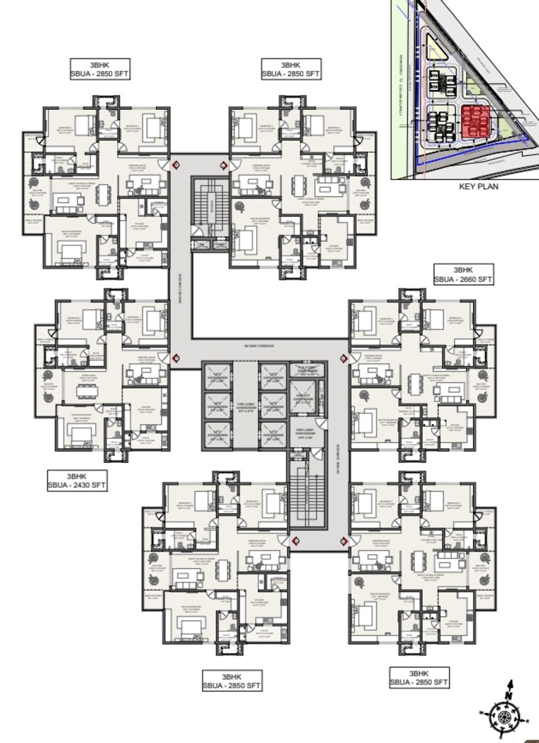 Floor Plan, kollur 3 Bedroom 2430 Sq.Ft. Apartment In Kollur Hyderabad 9678937