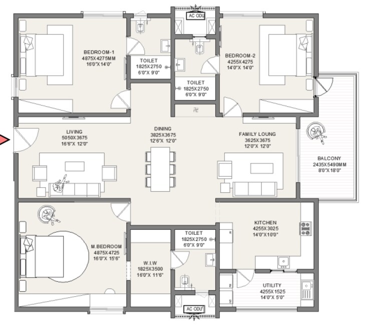 Floor Plan, kollur 3 Bedroom 2660 Sq.Ft. Apartment In Kollur Hyderabad 9679011