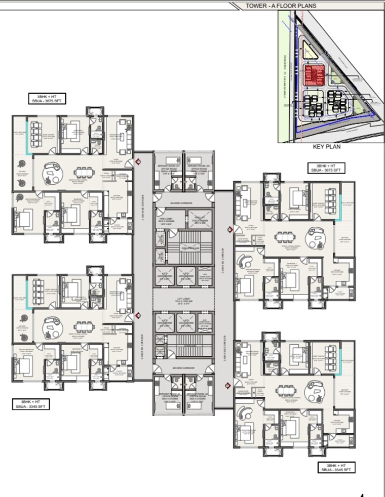 Floor Plan, kollur 3 Bedroom 2660 Sq.Ft. Apartment In Kollur Hyderabad 9679011