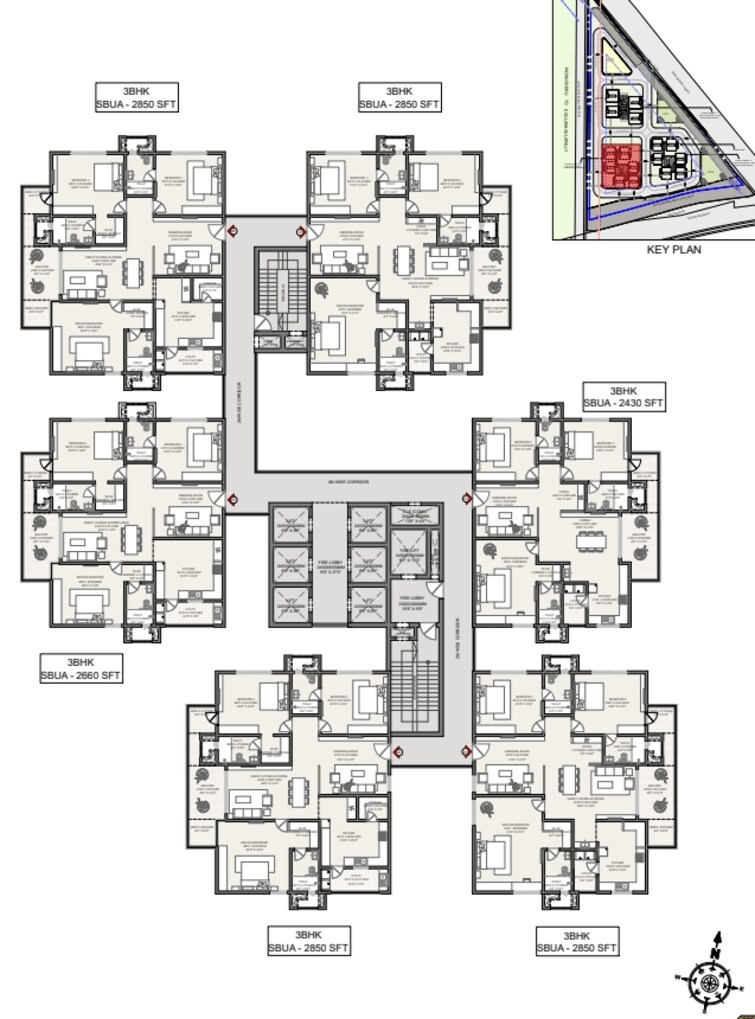 Floor Plan, kollur 3 Bedroom 2660 Sq.Ft. Apartment In Kollur Hyderabad 9679011