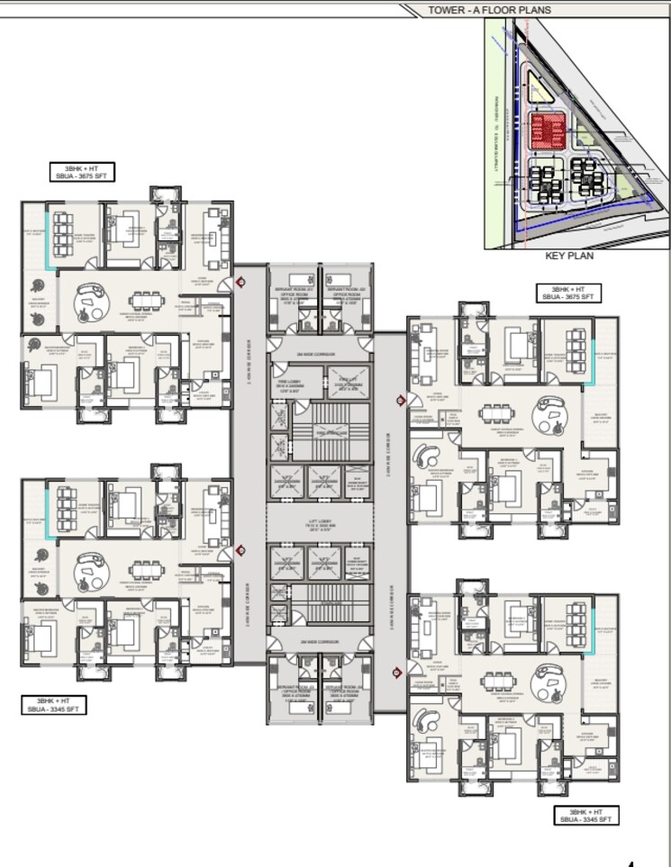Floor Plan, kollur 3 Bedroom 3675 Sq.Ft. Apartment In Kollur Hyderabad 9679038