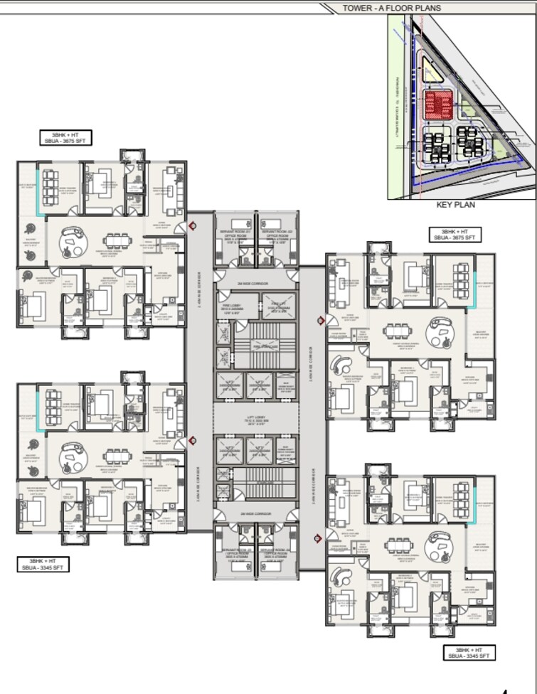 Floor Plan, kollur 3 Bedroom 3345 Sq.Ft. Apartment In Kollur Hyderabad 9679054