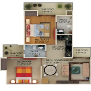 Floor Plan in 3 BHK Apartment at Supertech Ecociti, Sector 137 – for Rent