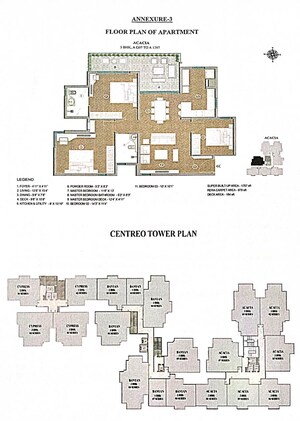 Floor Plan in 3 BHK Apartment at Centreo , Kanakapura Road – for Rent