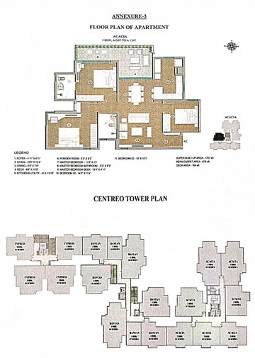 Floor Plan in 3 BHK Apartment at Centreo , Kanakapura Road – for Rent