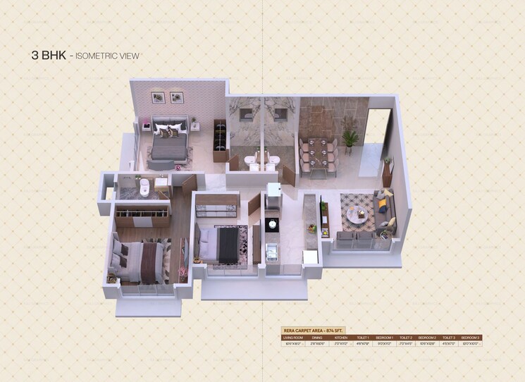Floor Plan, raj-one 2 Bedroom 692 Sq.Ft. Apartment In Kandivali West Mumbai 9681460