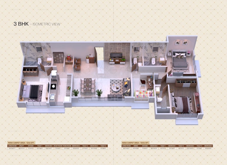 Floor Plan, raj-one 3 Bedroom 874 Sq.Ft. Apartment In Kandivali West Mumbai 9681496