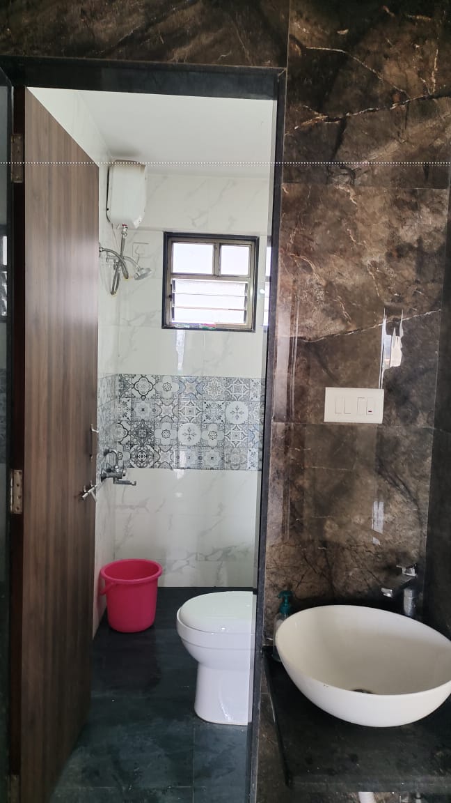 Bathroom in 2 BHK Apartment at Shree Krushna Park, Kharadi – for Rent