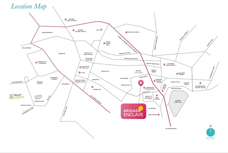 Map Location, brigade-enclave 3 Bedroom 2025 Sq.Ft. Apartment In Erragadda Hyderabad 9685030