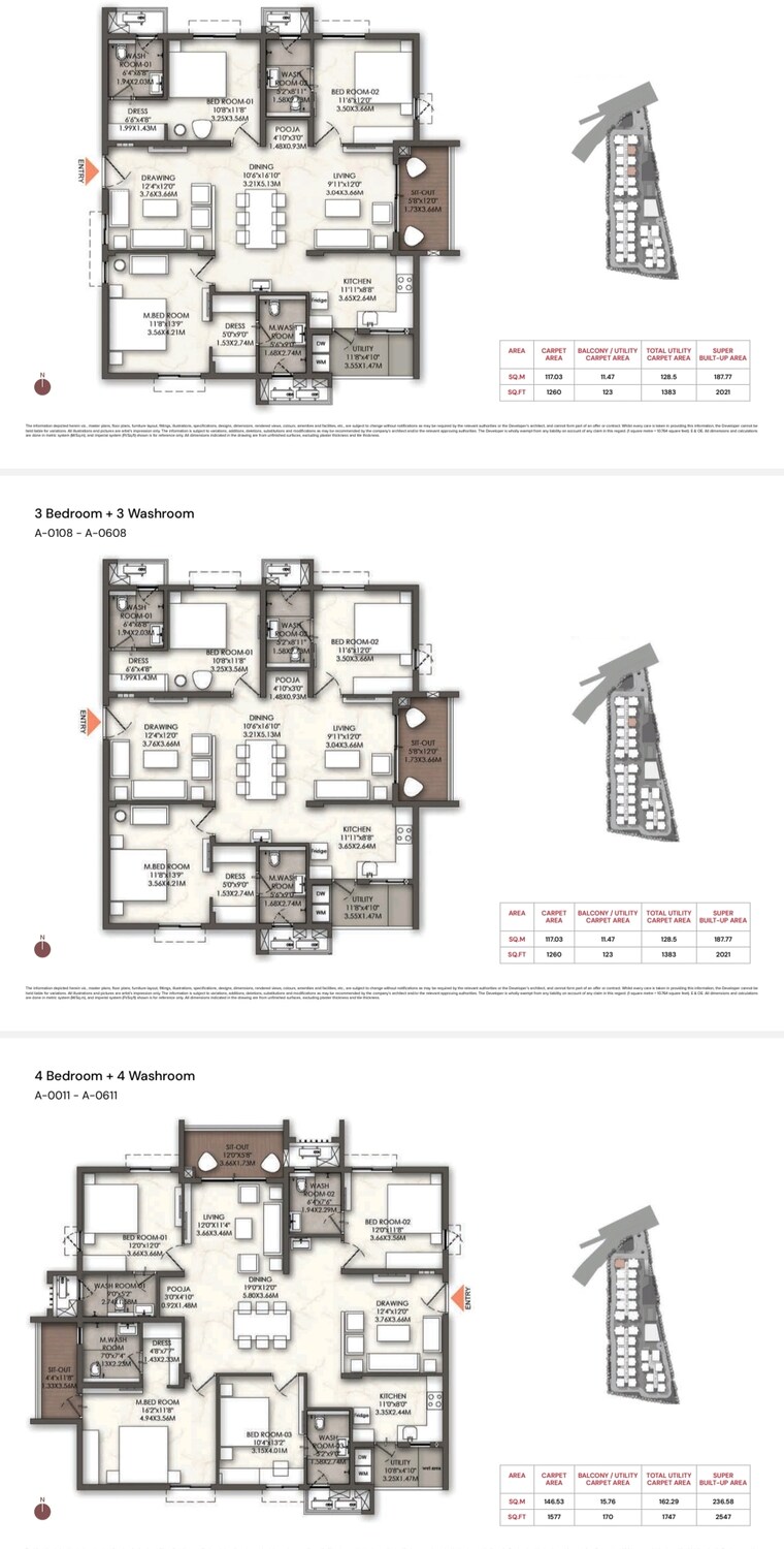 Floor Plan, brigade-enclave 3 Bedroom 2025 Sq.Ft. Apartment In Erragadda Hyderabad 9685030