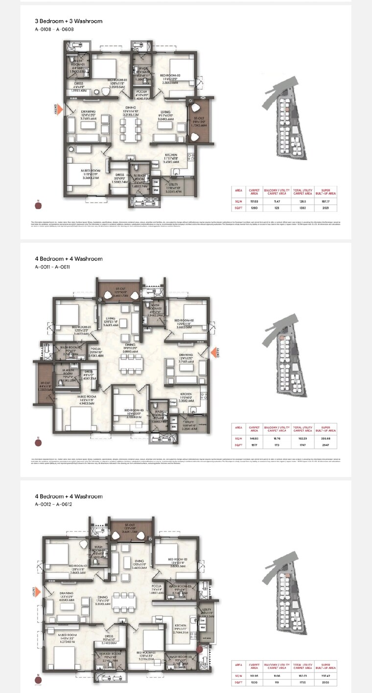 Floor Plan, brigade-enclave 4 Bedroom 2550 Sq.Ft. Apartment In Erragadda Hyderabad 9685166