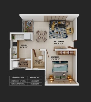 Floor Plan in 1 BHK Apartment at VBHC Palm Haven, Kengeri – for Sale