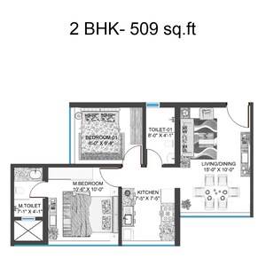 Floor Plan in 1 BHK Apartment at Jogeshwari West – for Sale