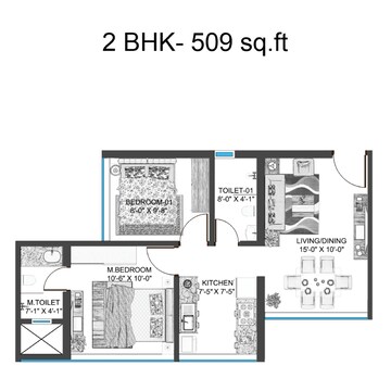 Floor Plan in 1 BHK Apartment at Jogeshwari West – for Sale