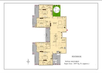Floor Plan in 3 BHK Apartment at Huda Sector 2 – for Sale