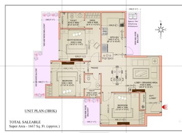 Floor Plan in 3 BHK Apartment at Huda Sector 2 – for Sale