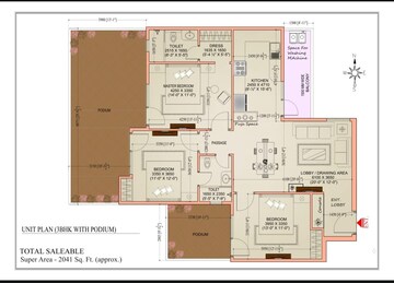 Floor Plan in 3 BHK Apartment at Huda Sector 2 – for Sale