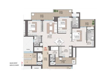 Floor Plan in 4 BHK Apartment at Sector 104 – for Sale