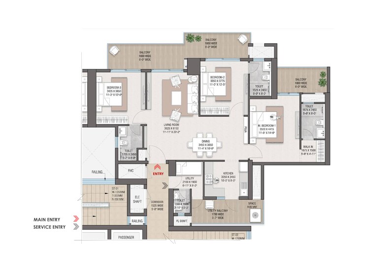 Floor Plan, sector 104 4 Bedroom 2653 Sq.Ft. Apartment In Sector 104 Gurgaon 9690350