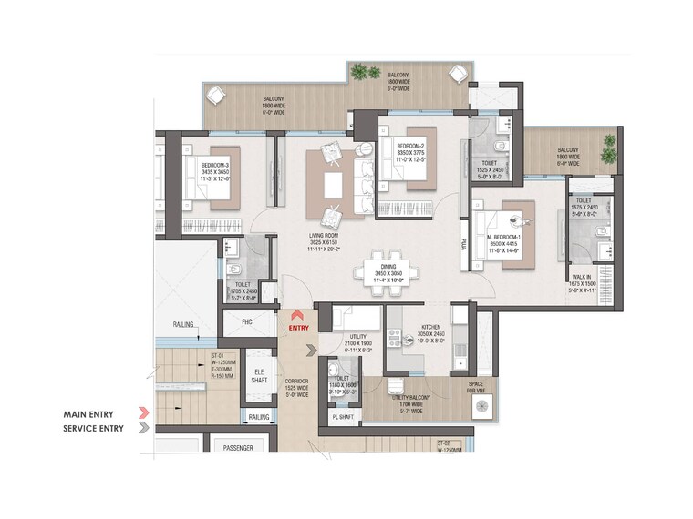 Floor Plan, sector 104 4 Bedroom 2653 Sq.Ft. Apartment In Sector 104 Gurgaon 9690350