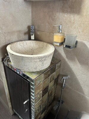 Bathroom in 1 BHK Apartment at The Vivekanand CHS, Mahim – for Rent