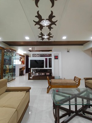 Living Room in 4 BHK Apartment at Bodakdev – for Rent