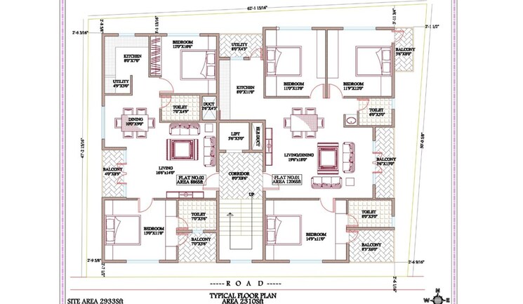 Floor Plan, horamavu 2 Bedroom 1580 Sq.Ft. Builder Floor In Horamavu Bangalore 9697917