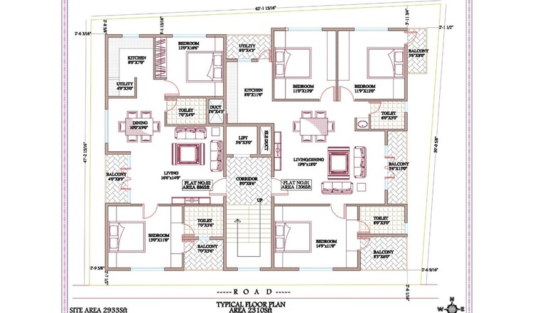 Floor Plan, horamavu 2 Bedroom 1580 Sq.Ft. Builder Floor In Horamavu Bangalore 9697917