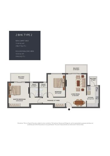 Floor Plan in 2 BHK Apartment at Sector 37 – for Rent