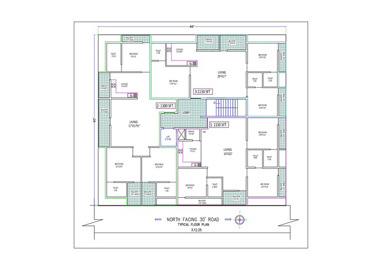 Floor Plan, kalkere 2 Bedroom 1150 Sq.Ft. Apartment In Kalkere Bangalore 9698095