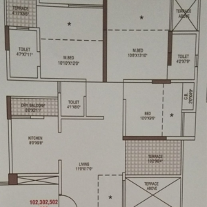 Floor Plan in 3 BHK Apartment at Legacy Millennia, Jambhe – for Sale