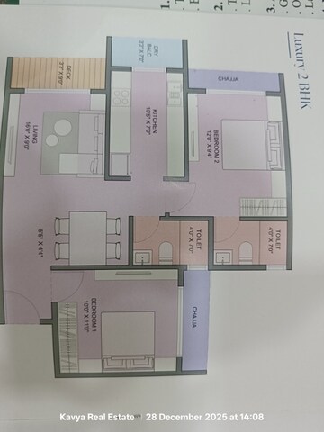 Floor Plan in 2 BHK Apartment at Godavari Villa, Kharghar – for Sale