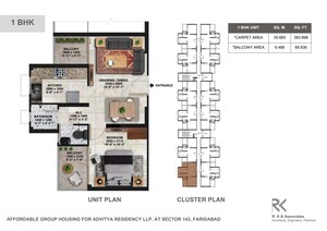 Floor Plan in 1 BHK Apartment at Advitya Homes, Sector 143 – for Sale