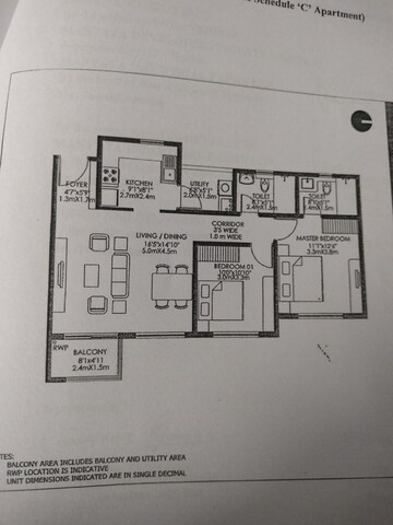 Floor Plan in 2 BHK Apartment at Godrej 24 Sarjapur, Sarjapur Road – for Sale